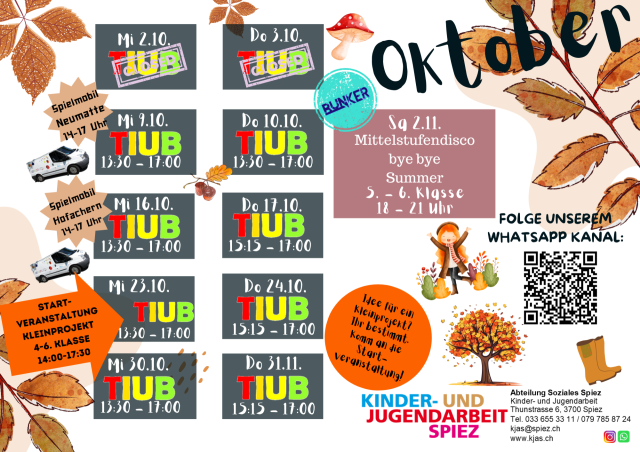 Monatsprogramm Oktober